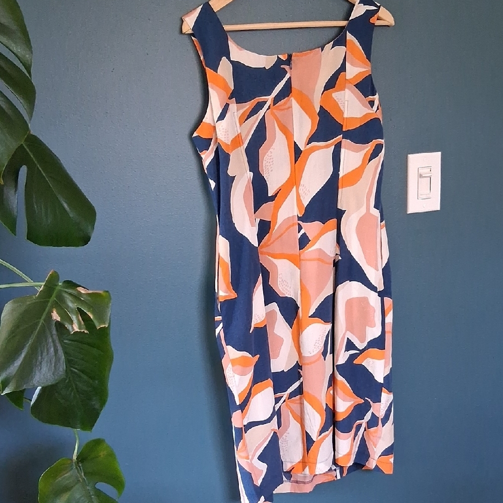 Fox Vibrant Blue and Orange Patterned Midi Dress - Picture 3 of 6